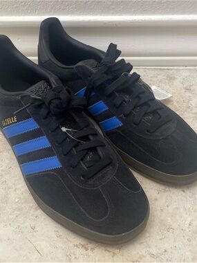 Adidas Men’s Gazelle Indoor Style JQ2692 Sz 12 Core Black Blue/Gum Sneakers